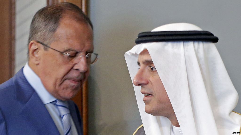 Russian Foreign Minister Sergei Lavrov and Saudi Foreign Minister Adel Jubeir attend a news conference after a meeting in Moscow Russia Aug. 11 2015