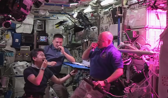 Astronauts sample their first space lettuce