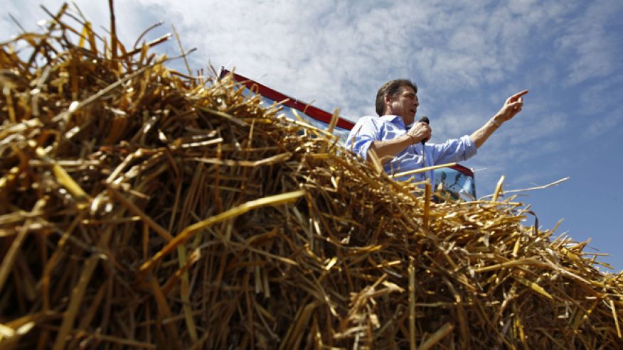 Aug. 15 2011 Former Texas Gov. Rick Perry delivers a speech at the Iowa State Fair in Des Moines Iowa