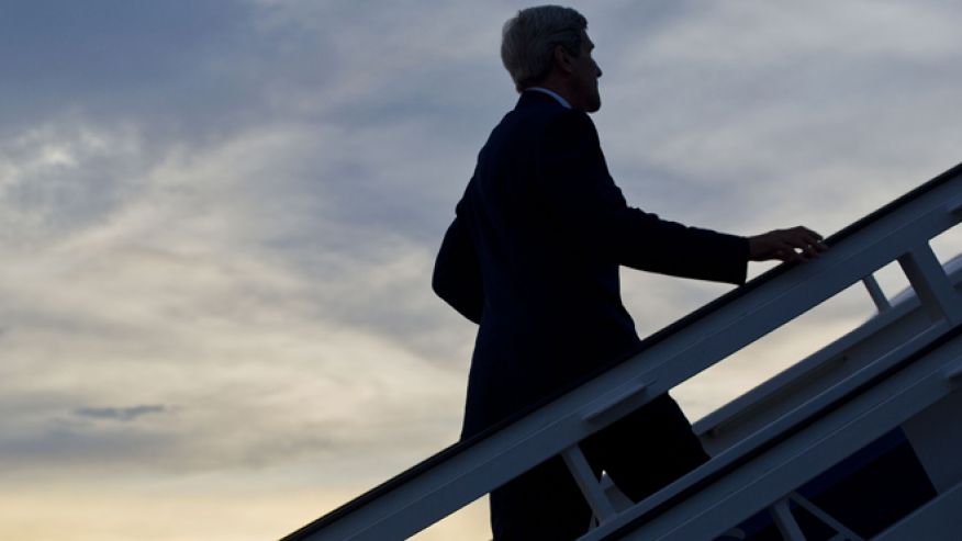 Aug 14 1015 Secretary of State John Kerry boards his aircraft prior to his departure at Jose Marti International Airport in Havana Cuba