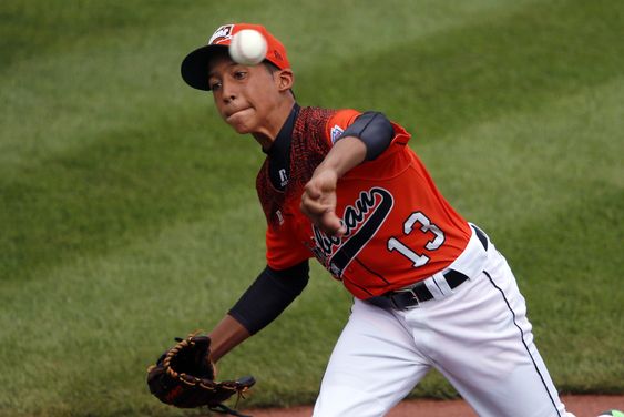 Rodriguez delivers during the first inning of an International elimination baseball game against Australia at the Little League World Series tournament in South Williamsport Pa