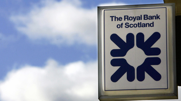 Quality shot of Royal Bank of Scotland sign in Edinburgh