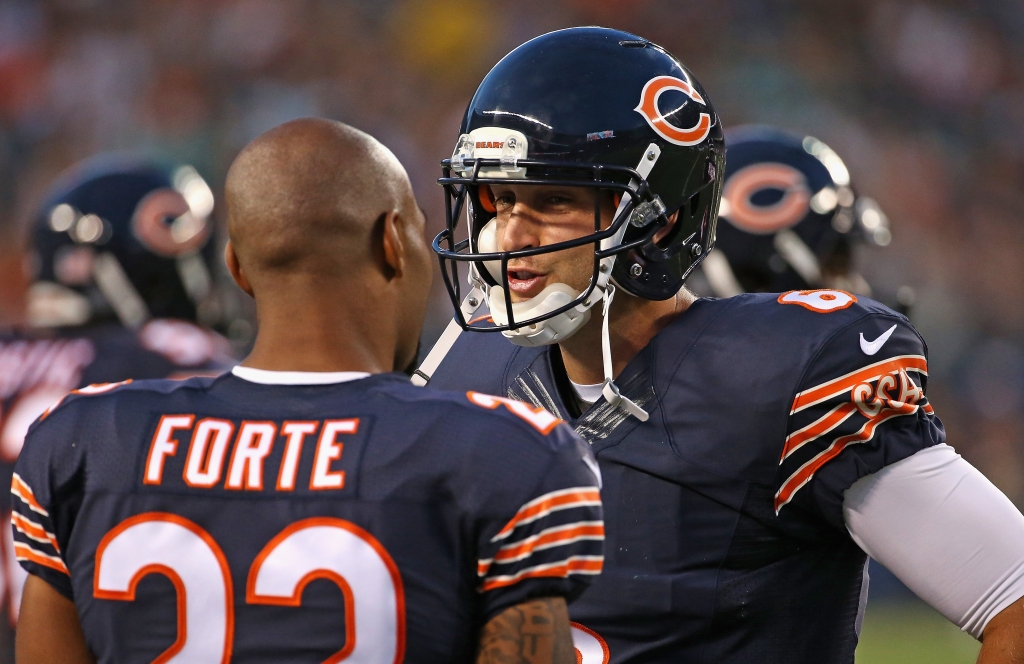 Bears quarterback Jay Cutler right and running back Matt Forte