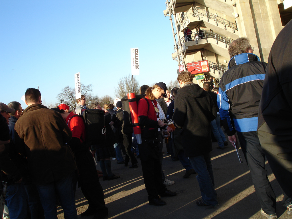 Beer sellers outside Twickenham Stadium