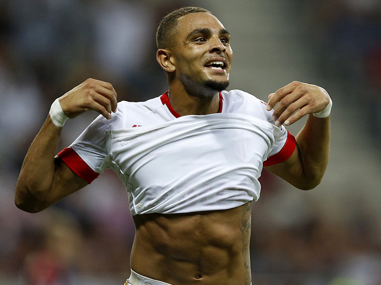 Monaco's French defender Layvin Kurzawa celebrates