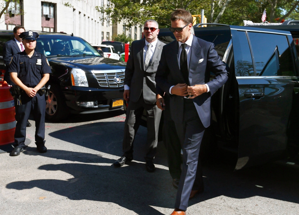 Brady seemed cool and collected as he exited his car and attended his court hearing in New York.		Andy Marlin-USA TODAY Sports