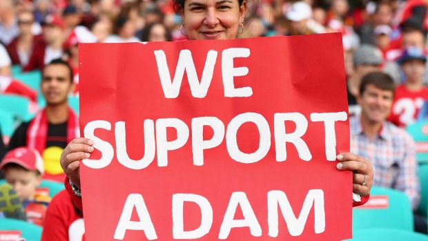 Fans showed their support for Adam Goodes during the Swans match with the Crows at SCG last weekend