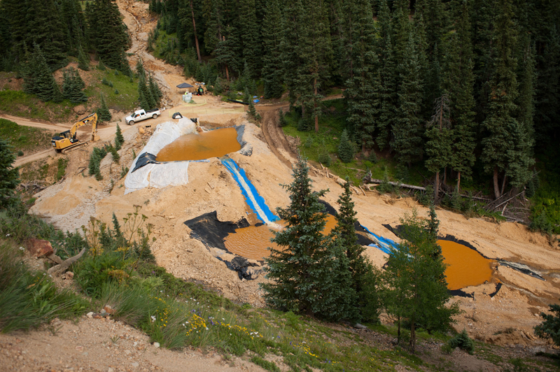 SILVERTON CO- AUGUST 11 Three settling ponds are used at Cement Creek which was flooded with millions of gallons of mining wastewater