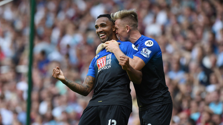 Callum Wilson celebrates scoring Bournemouth's second goal against West Ham