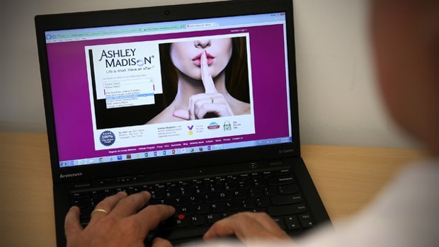 Ashley Madison on laptop