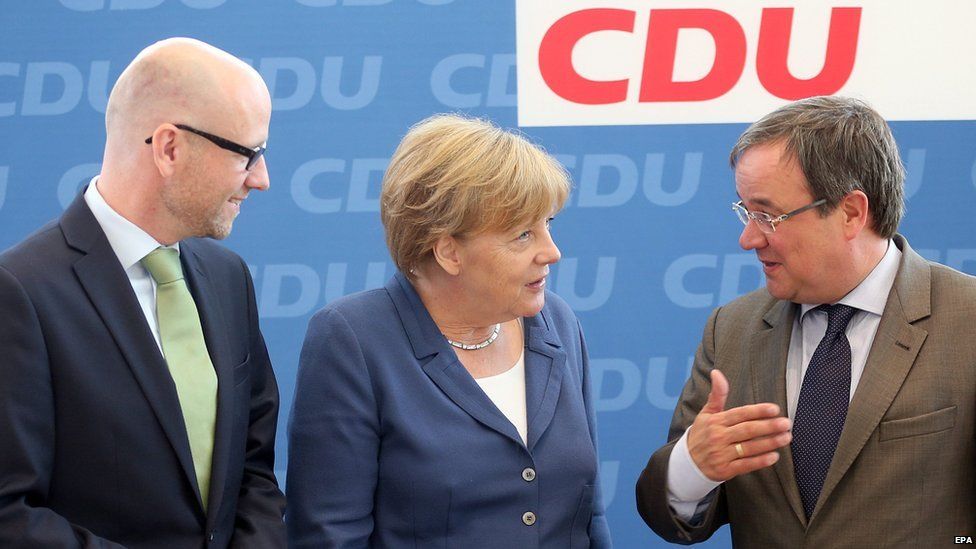 Chancellor Merkel with CDU colleagues 17 Aug 15