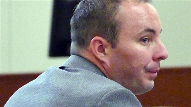 White US police officer Randall Kerrick listens to testimony during his trial at the Mecklenburg County Courthouse Thursday Aug. 6 2015