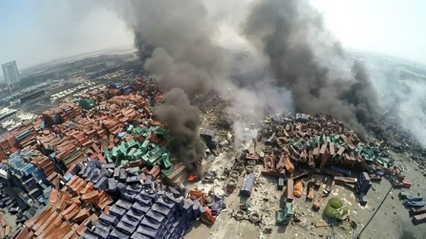 Renewed explosions fire in China city shown here after earlier blasts