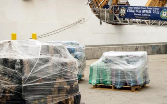 Coast Guard Cutter Stratton crew offloads 34 metric tons of cocaine in San Diego on Monday Aug. 10 2015