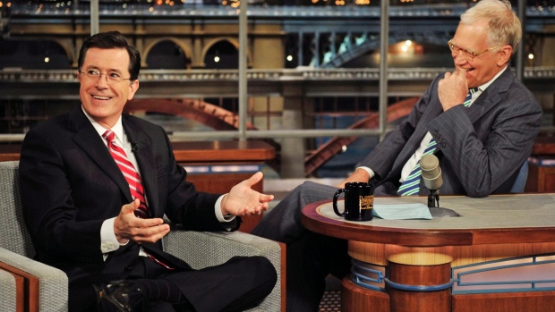 Stephen Colbert left steps into the recently vacated chair of longtime Late Show host David Letterman on September 8