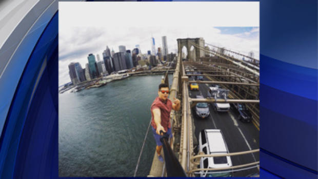 College student David Karnauch took this selfie on an unauthorized section of the Brooklyn Bridge.         
                                     David Karnauch via