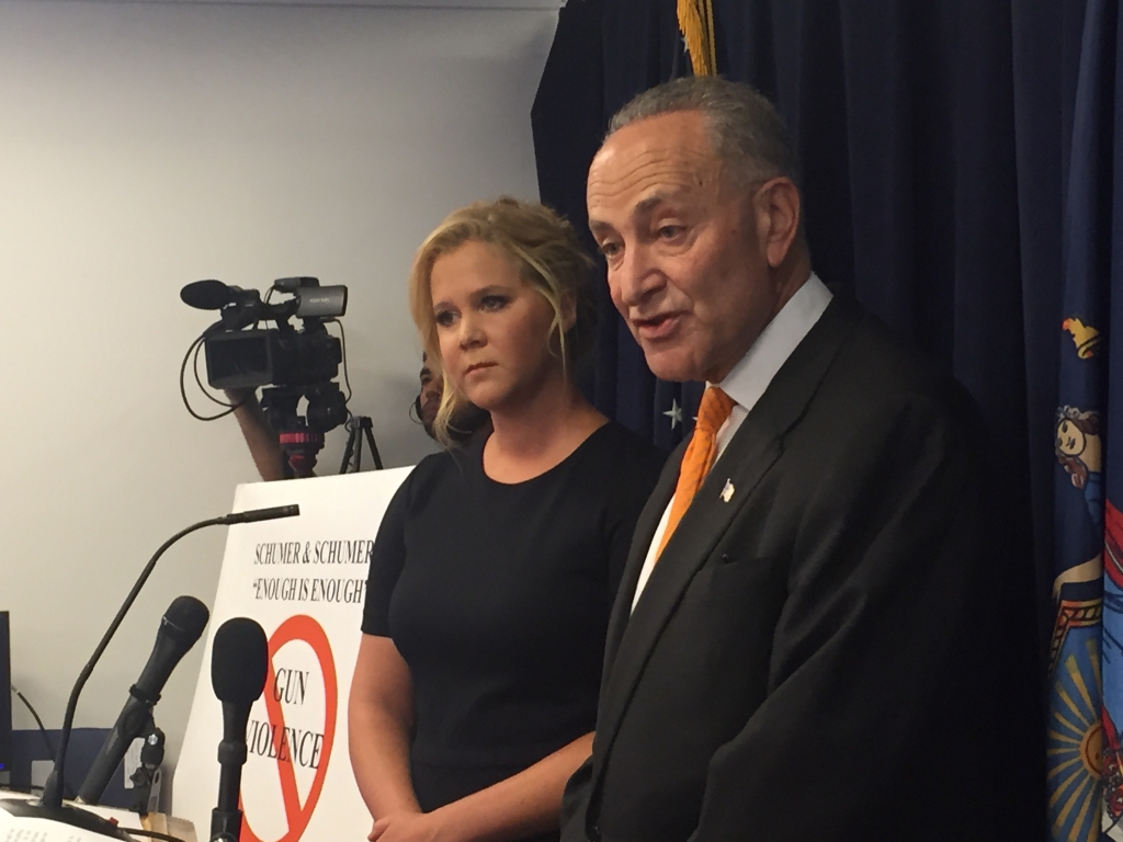 Comedian Amy Schumer and her cousin Sen. Charles Schumer discuss gun control legislation