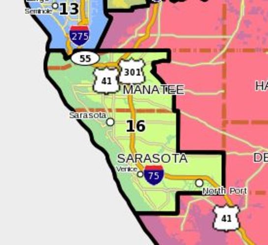 Under a proposed redistricting map amendment offered by state Sen. Nancy Detert Sarasota County would remain whole and southern Hillsborough County would remain primarily in U.S. Rep. Tom Rooney's 17th Congressional District