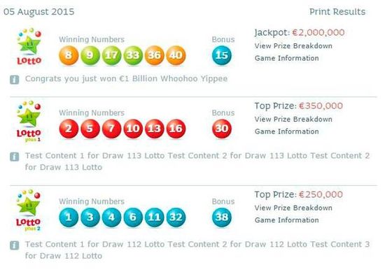 National Lottery makes €1 Billion gaffe on website