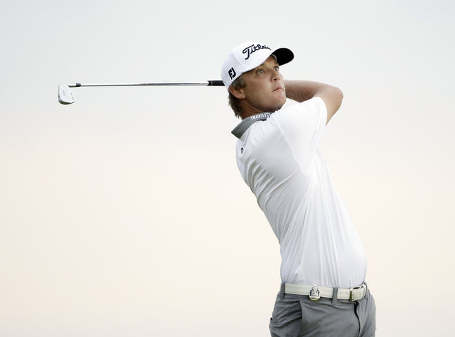 Matt Jones of Australia hits on the third hole during the second round of the PGA Championship golf tournament Friday Aug. 14 2015 at Whistling Straits in Haven Wis