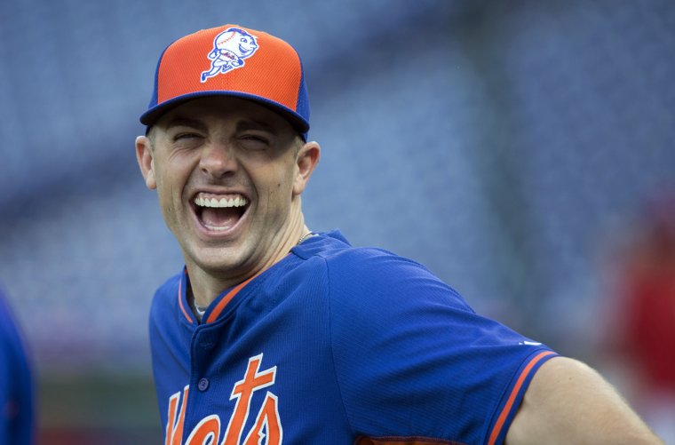 New York third baseman David Wright laughs during warmups before the start of the Mets&#039 game against Philadelphia on Monday Aug. 24 2015