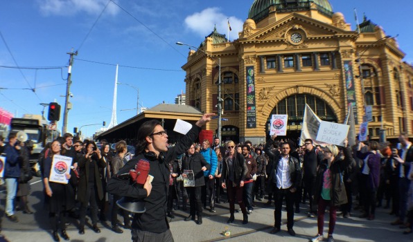 Demonstrators protest against Border Force