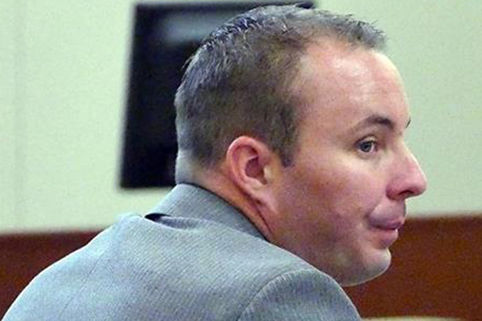 Police officer Randall Kerrick listens to testimony during day four of his trial at the Mecklenburg County Courthouse Thursday Aug. 6 2015. in Charlotte N.C. Kerrick is facing voluntary manslaughter charges in the shooting death of Jonathan Ferrell