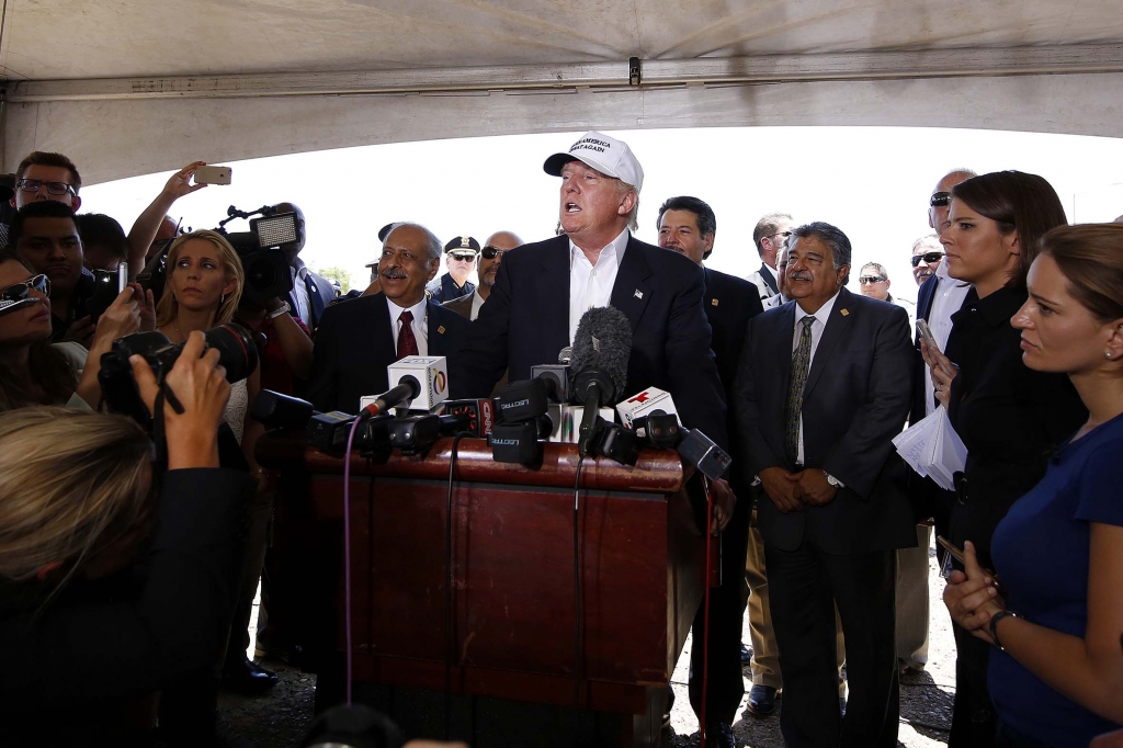 Donald Trump speaks on immigration at the U.S.-Mexico border in Laredo