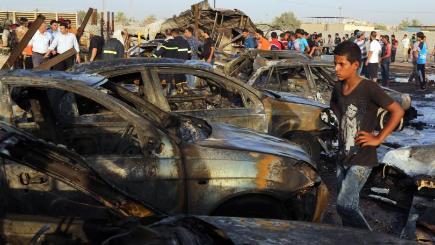 The scene of the deadly car bomb in the Habibiya neighbourhood of Sadr City Baghdad