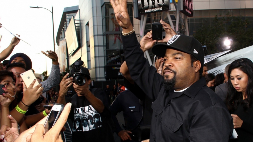 Dr Dre and Ice Cube at Straight Outta Compton premiere