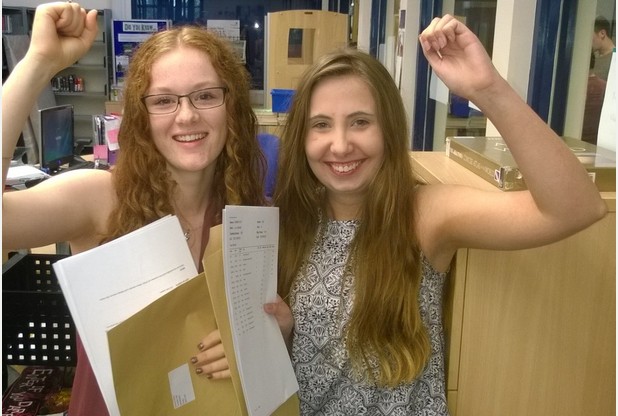 ECSTATIC Best friends Louise Lazell left and Lucy Mc Nair will be at UEA together next term       	      	     VIEW