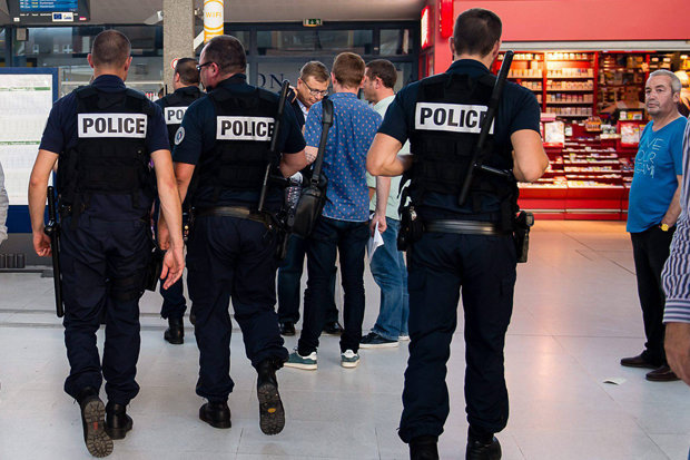 French police at train station