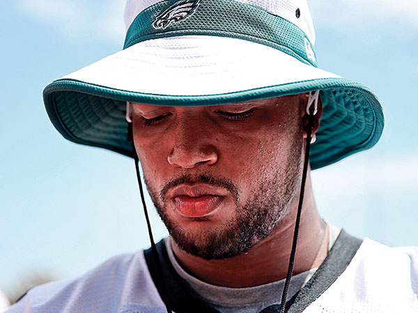 Eagles´ Marcus Smith walks off the field after the Eagles Training Camp at the Nova Care Complex in Philadelphia Pa