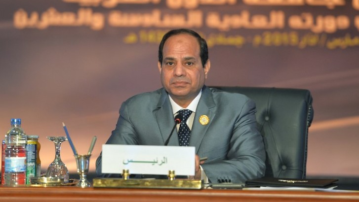 Egyptian President Abdel Fattah el Sissi looks on during the Arab League summit at the Red Sea resort of Sharm El Sheikh