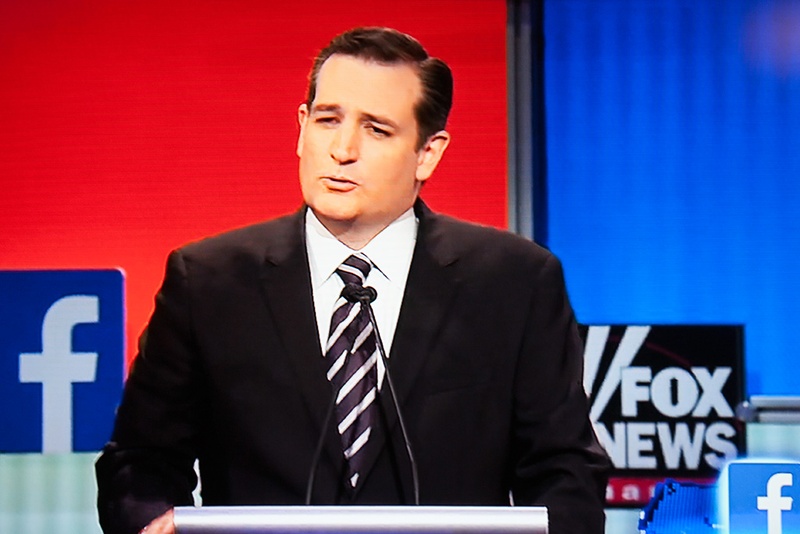 Texas Senator and GOP presidential hopeful Ted Cruz at the GOP debate in Cleveland Ohio