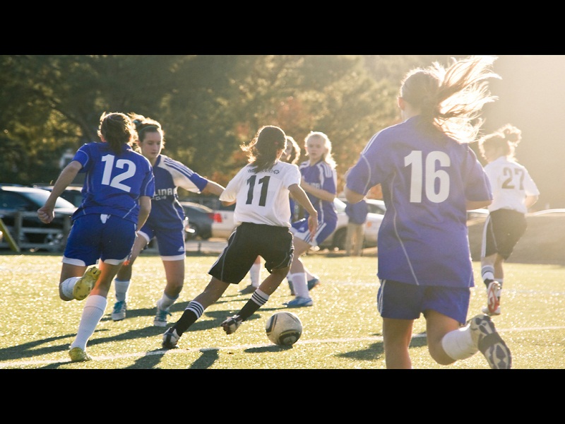 Girls playing soccer