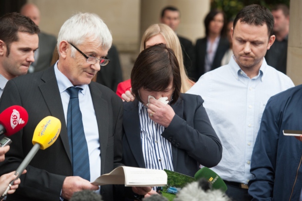 Karen Buckley's mum and dad John and Marian outside court