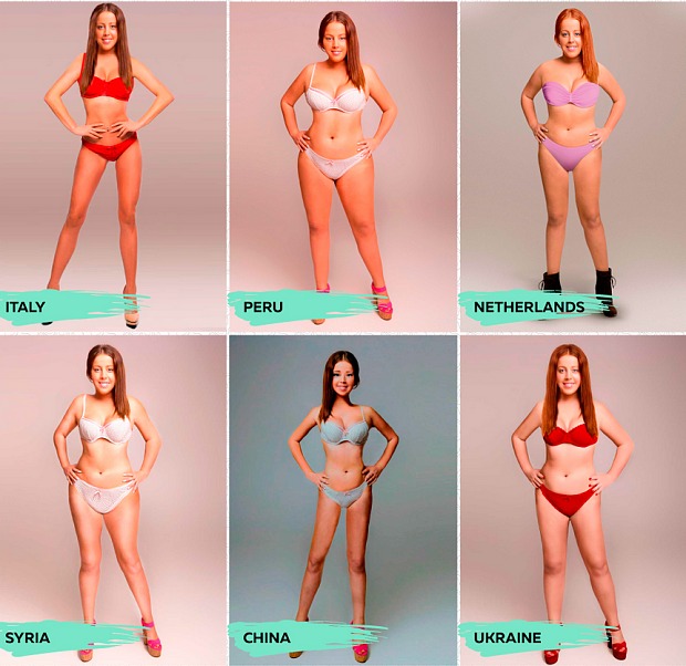 Female designers from 18 different countries photoshopped the same woman to