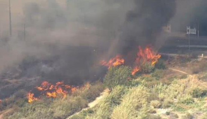 Montebello Fire Breaks Out In Riverbed