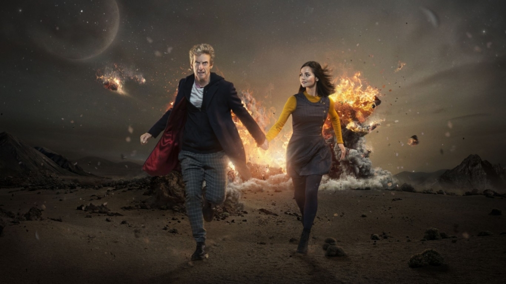 First Look Doctor Who series 9 The Doctor and Clara flee explosion