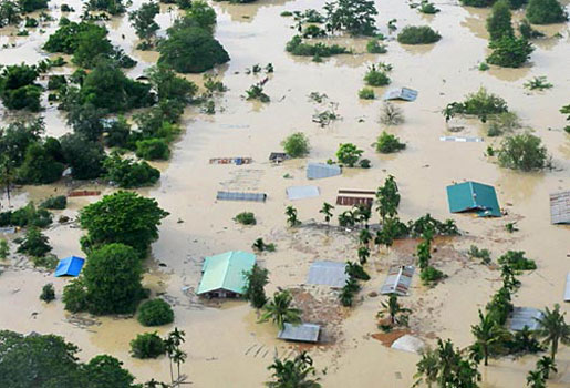 Burma's president visits area worst-hit by flooding