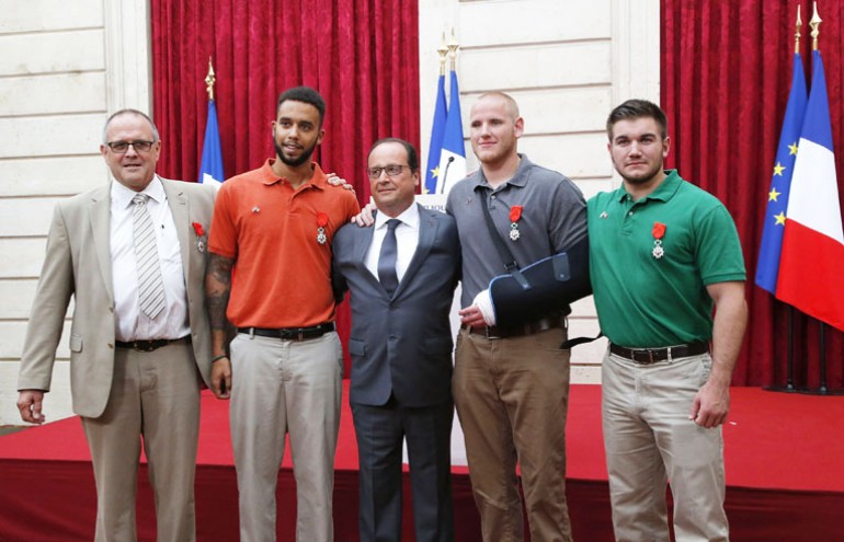 France honours Americans Briton who disarmed train gunman