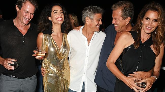 Big night out... Amal and George Clooney with Mario Testino Rande Gerber and Cindy Craw