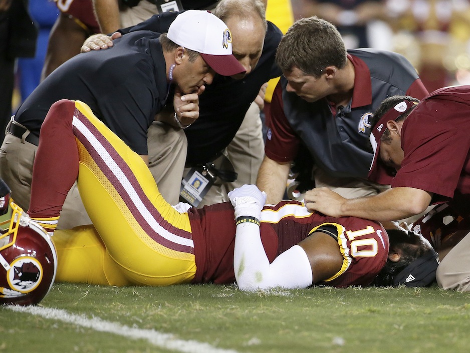 Washington Redskins quarterback Robert Griffin III suffered a concussion in preseason action against the Detroit Lions on Thursday