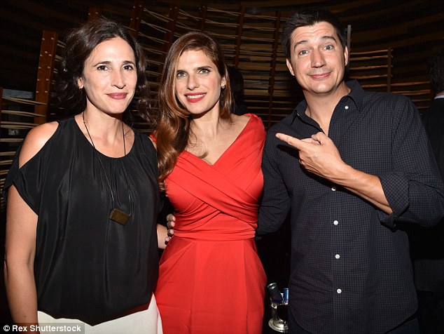 Good times Marino on Monday night at the No Escape premiere with Michaela Watkins and Lake Bell