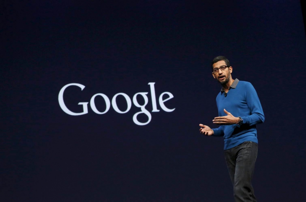 Image Sundar Pichai Senior Vice President for Products delivers his keynote address during the Google I  O developers conference in San Francisco