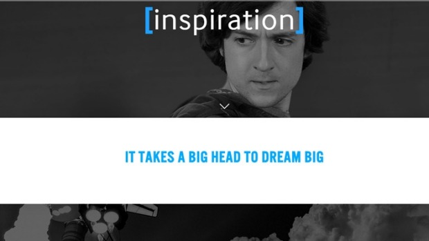 Screenshot of HBO's faux Hooli XYZ homepage featuring the Silicon Valley character'Big Head