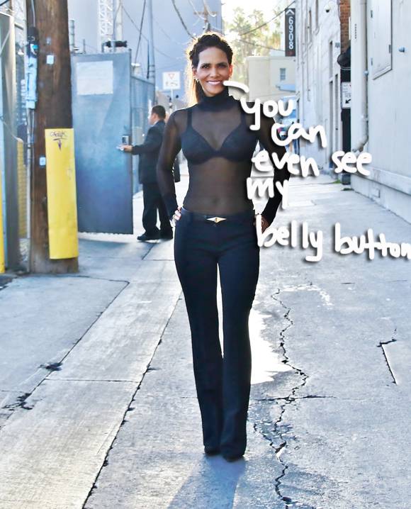 Halle Berry looks sexy in her sheer shirt