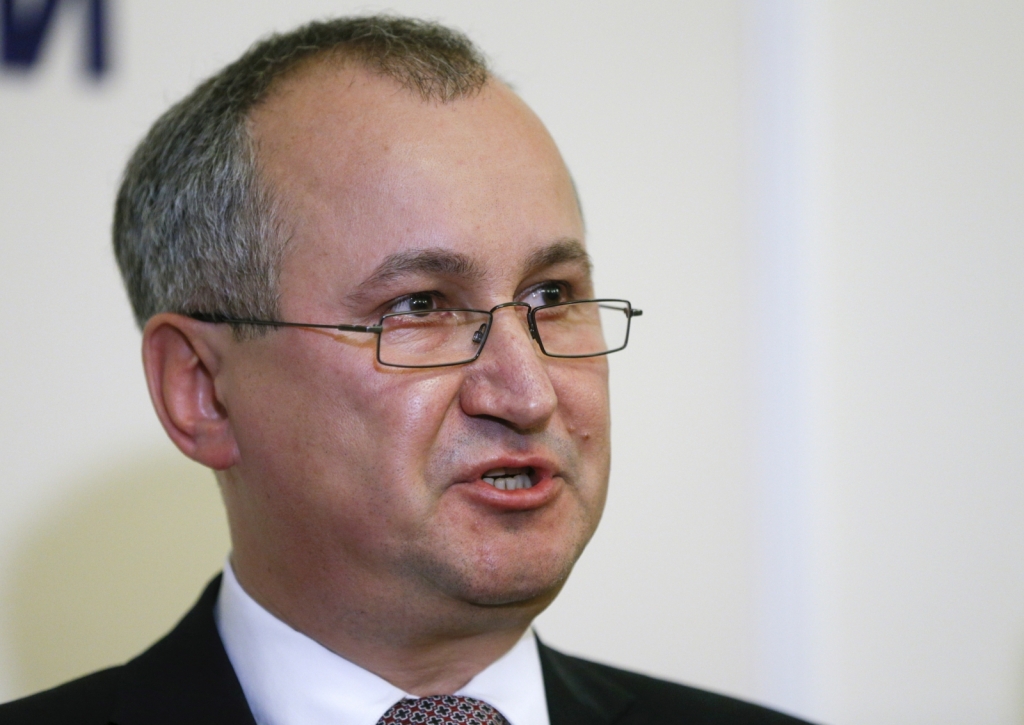 Head of the Security Service of Ukraine Vasyl Hrytsak speaks during a news briefing in Kiev Ukraine July