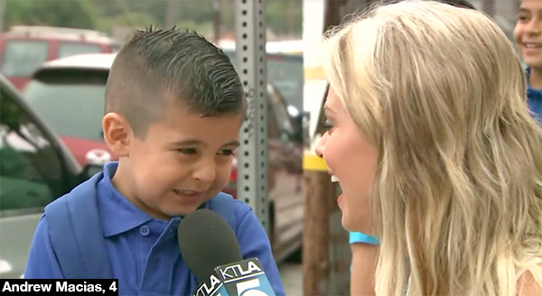 Heartbreaker Pre-schooler sobs when reporter asks about first day of school